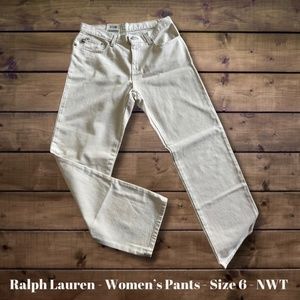 Ralph Lauren Polo Jeans Women's Size 6x30 Straight Denim Pants Beige NWT